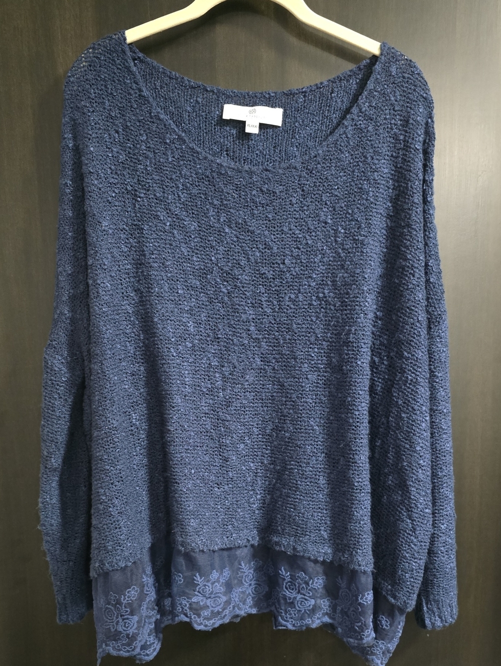 Jean-Pierre Klifa Navy Lace-Hem 2X Sweater